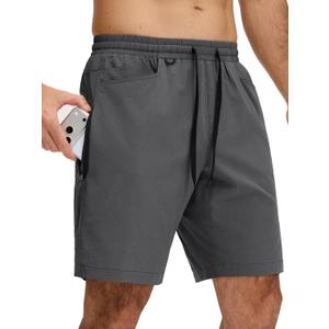 JEMLDL Men's Athletic Running Shorts 9" Workout Gym Quick Dry Shorts (L)