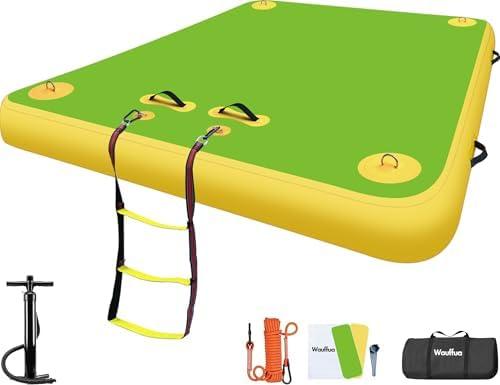 Wauffua Inflatable Floating Dock for Lakes, Thick and Extra Wide Lake Floats for Adults, Non-Slip Air Dock Platform with Portable Carrying Bag, Floating Platform Island for Pool Beach Ocean