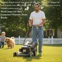 Men's Hiking Pants Cargo Jeans for Hiking, Fishing, Tactical, Jogger - Multi-Pocket Denim Work Pants (L)