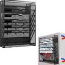 7-Tier Magnetic File Holder, No Drilling Wall File Organizer, Hanging File Organizer, Vertical Holder Rack for File Cabinets, Whiteboard, Refrigerator