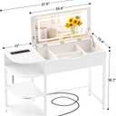 Cyclysio Vanity Desk with Flip Top Mirror and Lights, White, 37.6"