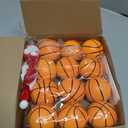 Leyndo 12 Pcs Sport Balls Christmas Ornaments Bulk Basketball Football Ornaments with Removable Santa Hat for Christmas Tree Decorations Xmas Tree Hanging for Party Gift Filler (Basketball)