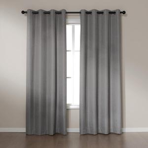 Amazon Basics Faux Linen Blackout Curtains for Bedroom and Living Room, 2-Piece Set with Grommets, 52" W x 84" L, Grey