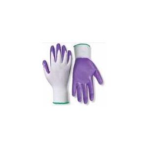 RED STEER GLOVE COMPANY, NITRILE PALM GARDENING GLOVES,PACK OF 10, (White& Purple)