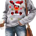 Barlver Women Christmas Fleece Sweaters Long Sleeve Fuzzy Sweatshirts Holiday Graphic Shirts (Medium, C43-56)