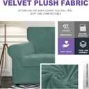 2 x ZNSAYOTX Luxury Velvet Chair Slipcovers with Arm 2 Piece Stretch Chair Covers for Living Room Thick Soft Armchair Slipcover Anti Slip Pet Friendly Furniture Protector (Pea Green),30"-47"(1 Cushion)