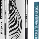 Zebra Pen F-301 Retractable Ballpoint Pen, Stainless Steel Barrel, Bold Point, 1.6mm, Black Ink, 12-Pack