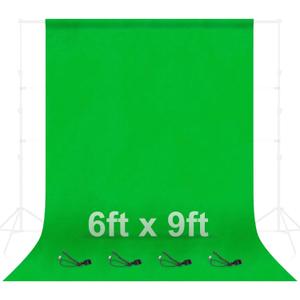 EMART Green Screen Backdrop, 6 x 9 Ft Photography Greenscreen Background Sheet Fabric Kit for YouTube Video Streaming Zoom, Small Photo Chromakey Muslin Cloth Curtain with 4 Clip (6x9ft)