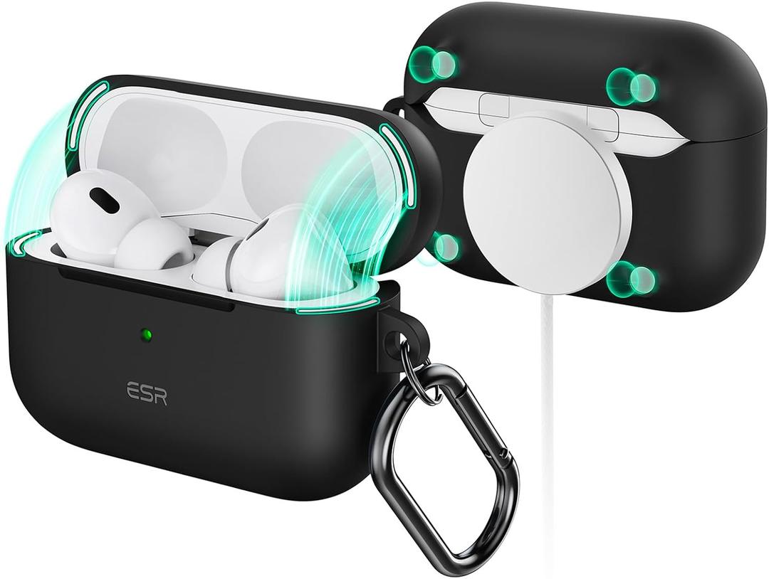 ESR for AirPods Pro 2nd Generation Case (HaloLock), Compatible with Airpods Pro Case 2nd/1st Gen (2023/2022/2019), Compatible with MagSafe, Magnetic Lid Lock, Full Drop Protection, Black