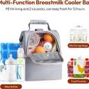 NCVI Breastmilk Cooler Bag with 2 Ice Pack, Breast Pump Bag with Cooler Fits 6 Bottles, Double Layer Breast Milk Baby Bottle Cooler Bag, for Travel, Nursing Mom Daycare, Work, Picnic (Grey)
