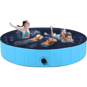 Dog Pool Foldable pet Pool Large Dog Swimming Pool pet Swimming Pool PVC Non-Slip Pool for All Kinds of Pets 63-12in (Blue)