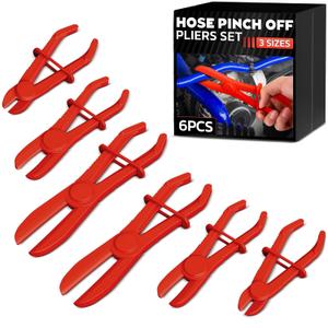 Hose Pinch Off Pliers Set  6Pcs Nylon Clamp Tools for Fuel, Coolant & Brake Lines  Non-Conductive Hose Locking Pliers for Automotive Repairs  Rust-Proof with Secure Lock Buckle & Anti-Slip Handles