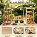 Wooden 3 Tier Cupcake Stand with Swing, Rustic Pine Wood Dessert Display Stand with Removable Trays, Foldable A-Frame Ladder Rack for Cake Fruit Snack, Perfect for Wedding Party Birthday