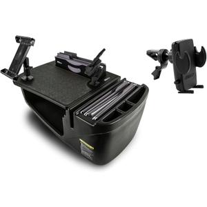 AutoExec Efficiency FileMaster Car Desk for Your Vehicle Workstation and Mobile Office, Black with Phone Mount, Tablet Mount and Phone Vent Clip
