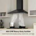 Range Hood 30 inch, 450 CFM Wall Mount Kitchen Hood in Cold Steel with Black Powder Coating Finish, LED Lighting, 3 Speed Exhaust Fan, Ducted/Ductless Convertible (Charcoal Filters Included)
