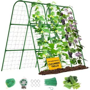 Cucumber Trellis for Raised Bed, U-Shape Metal Garden Trellis for Climbing Plants Outdoor, 51.5''Lx50.5''Wx44''H Rust-Proof Vegetable Peas Trellis for Bean Pole