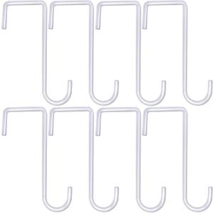 Gutapo 8 Pack White Vinyl Fence Hooks, 3 x 8 inch Pergola Patio Hooks Hangers for Hanging Plants, Planters, Bird Feeders, Lights, Lanterns, Tools