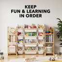 SpaceAid Toy Storage Organizer with 6 Shelves and 12 Bins, Bookshelf/Bookcase, Kids Bin Shelf, Toys Box for Playroom Organization for Bedroom & Room Decor, White, 52.3" W