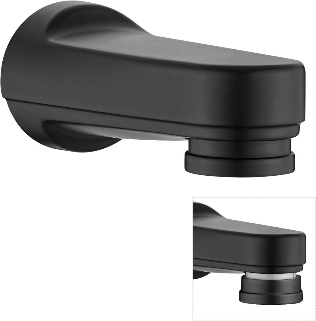 Metal Pull Down Bathtub Spout with Diverter, 5-1/4" Length, Repair Part Tub Spout, Rebuilt with RP33794& RP12307, Matte Black