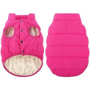ASENKU Dog Winter Coat - Waterproof Windproof Dog Jacket, Warm Snowproof Doggie Puffer Vest for Cold Weather, Lightweight Snow Coats for Small Medium Large Dogs (Pink, L)