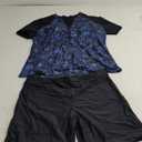 Smismivo Plus Size Tankini Swimsuit for Women Two Piece Rush Guard Bathing Suit with Shorts Swimwear Swim Shirt Tummy Control 2XL, Black Floral Blue