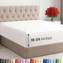 Extra Deep Queen Fitted Sheet - Hotel Luxury Single Fitted Sheet Only - Easily Fits 18 inch to 24 inch Mattress - Ultra Soft, Wrinkle Free with Extra Deep Pockets - Breathable & Comfy - Antique White
