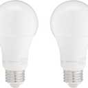 Amazon Basics A19 LED Light Bulbs, 100W Equivalent, Daylight White 5000K, Energy Efficient 15W, Non-Dimmable, 10,000 Hour Lifetime, 2-Pack