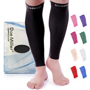 Doc Miller Compression Calf Sleeve for Men & Women, Premium Medical Grade, 15-20mmHg Graduated Support for Running, Calf Tear, Shin Splints, Knee High, Calf Sleeves, 1 Pair (Medium, Black)