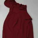 BTFBM Women 2025 Summer Fashion Elegant One Shoulder Cocktail Dress Ruffle Sleeve Wrap Ruched Bodycon Short Party Dresses (Small, Wine Red)
