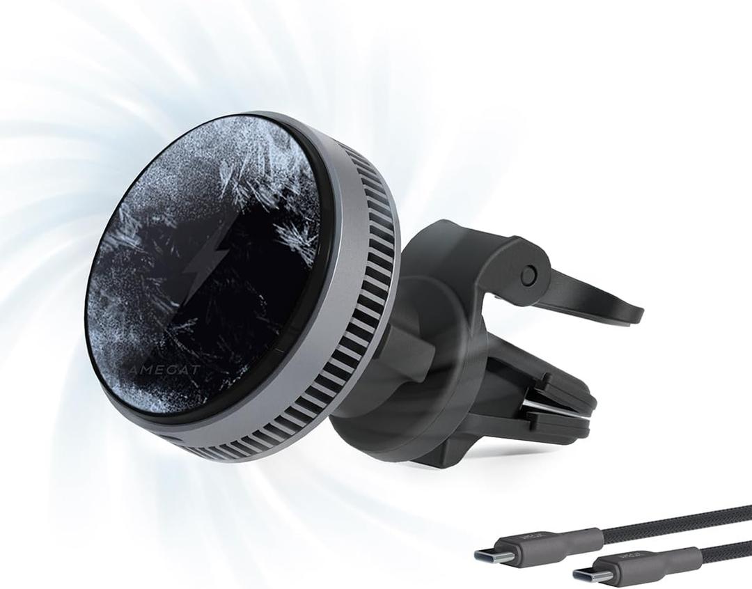 Magnetic Car Charger, Active Cooling 15W Qi2-Certified Fast Charging Compatible with Magsafe Car Charger, Air Vent Phone Holder Mount for iPhone 16/15/14/13/12 and More Series