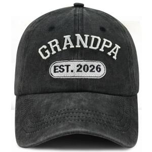 New Grandpa Gifts for Men, Funny Grandpa Est 2026 Hat, Adjustable 3D Embroidered Best Grandfather Gift Baseball Cap