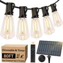 Bosceos Solar Outdoor String Lights Waterproof, 80FT Solar Powered String Lights for Outside with Shatterproof Bulbs, Dimmable ST38 LED Lights String, Patio Hanging Lights for Backyard Garden Party