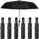 Bruislard 6 Pcs Travel Compact Umbrella Small Light Collapsible Umbrella Black Automatic Open Close Umbrellas for Rain, Men Women