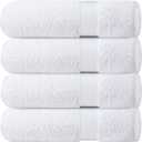 Infinitee Xclusives Luxury 100% Ring-Spun Cotton White Bath Towels Set of 4 (27x54 inches)  Soft, Absorbent & Quick-Drying Towels for Bathroom, Gym, Spa & Hotel Use (Brilliant White, Bath Towels)