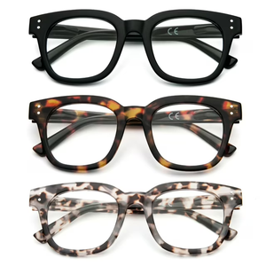 REAVEE 3 Pack Retro Oversized Reading Glasses for Women Blue Light Blocking Cute Square Computer Readers Spring Hinge +2.5