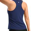 G Gradual Tankini Tops for Women High Neck Swim Top Racerback Bathing Suit Tops Modest Swimsuits Tank Top Only No Bottom (Blue, M)