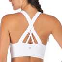RUNNING GIRL Sports Bra for Women, Criss-Cross Back Padded Strappy Sports Bras Medium Support Yoga Bra with Removable Cups (Large, White)