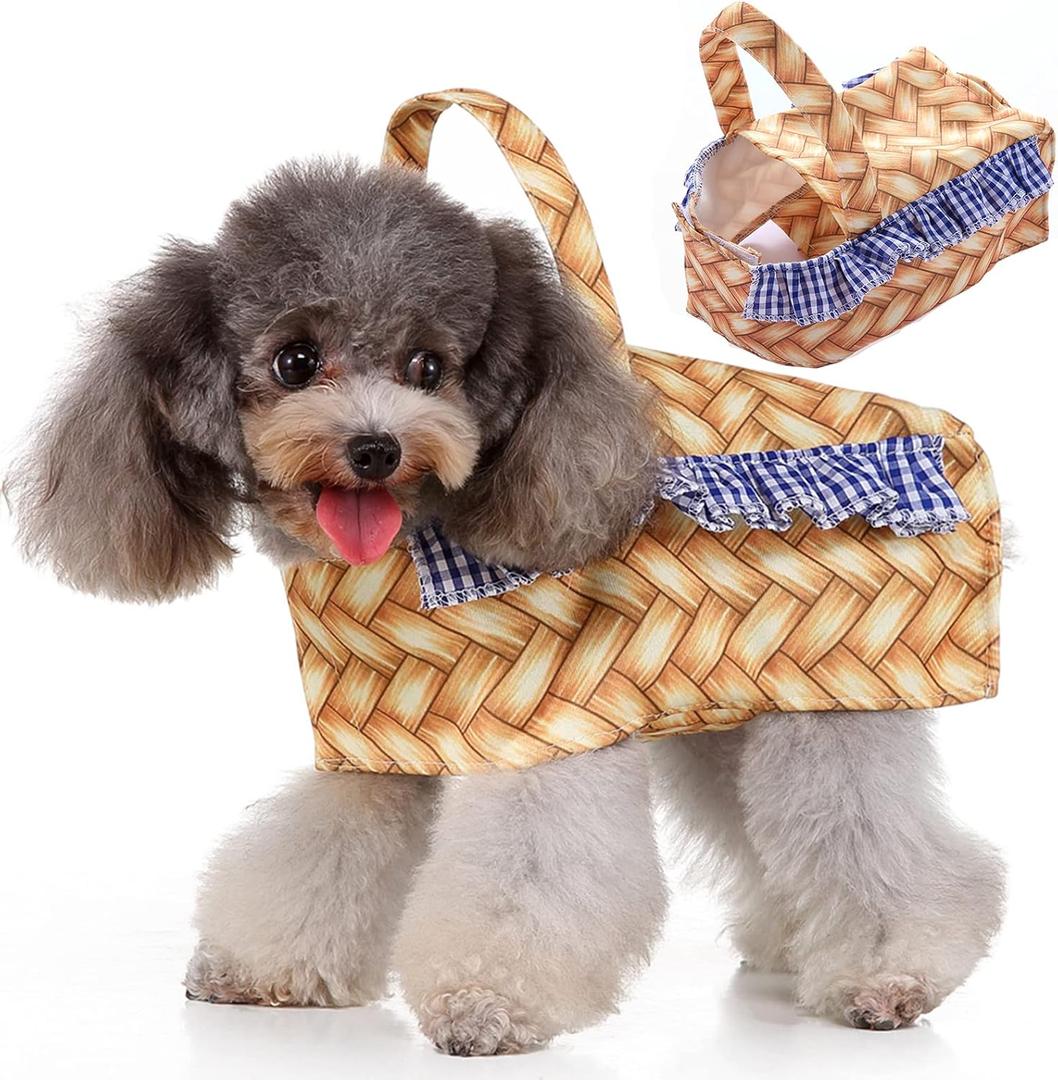 Basket Dog Costume Halloween Costumes for Small Medium Dogs, Dog Halloween Costumes Pet Halloween Basket Costume for Halloween Christmas Birthday Party