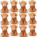 Blueweenly 12 Pcs Stuffed Animal Stuffed Plush Toys 6 inch Realistic Soft Decor Doll for Stress Relief Boys Girls Birthday Favors Gifts Forest Party Decor (Highland Cows)