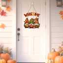 Aurlan Fall Welcome Door Sign,Hello Autumn Gnome Wooden Sign,Rustic Pumpkin Wood Wall Sign,Fall Gnome Wall Decor,Autumn Maple Leaves Door Hanging,Welcome Thanksgiving Decor for Farmhouse Porch Yard Home
