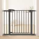 Baby Gate for Stairs, 29.5-40.5" Dog Gate for Doorways, Walk Thru Auto Close Metal Child Gate for The House, Stairs and Doorways, Pressure Mounted Pet Gate for Dog Indoor (Black)