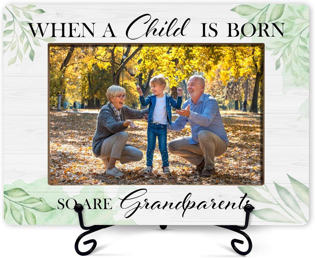 love at first sight picture frames for new grandparents, gifts for birthday christmas thanksgiving, When a Baby is Born so are Grandparents frame new baby gifts for firts time grandparents -06