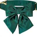 Lionet Paws Bowtie Dog Collar - Comfortable Silk Dog Collar with Detachable Bow Tie for XLarge Dogs, Neck 16-26 Inches (Black Green)