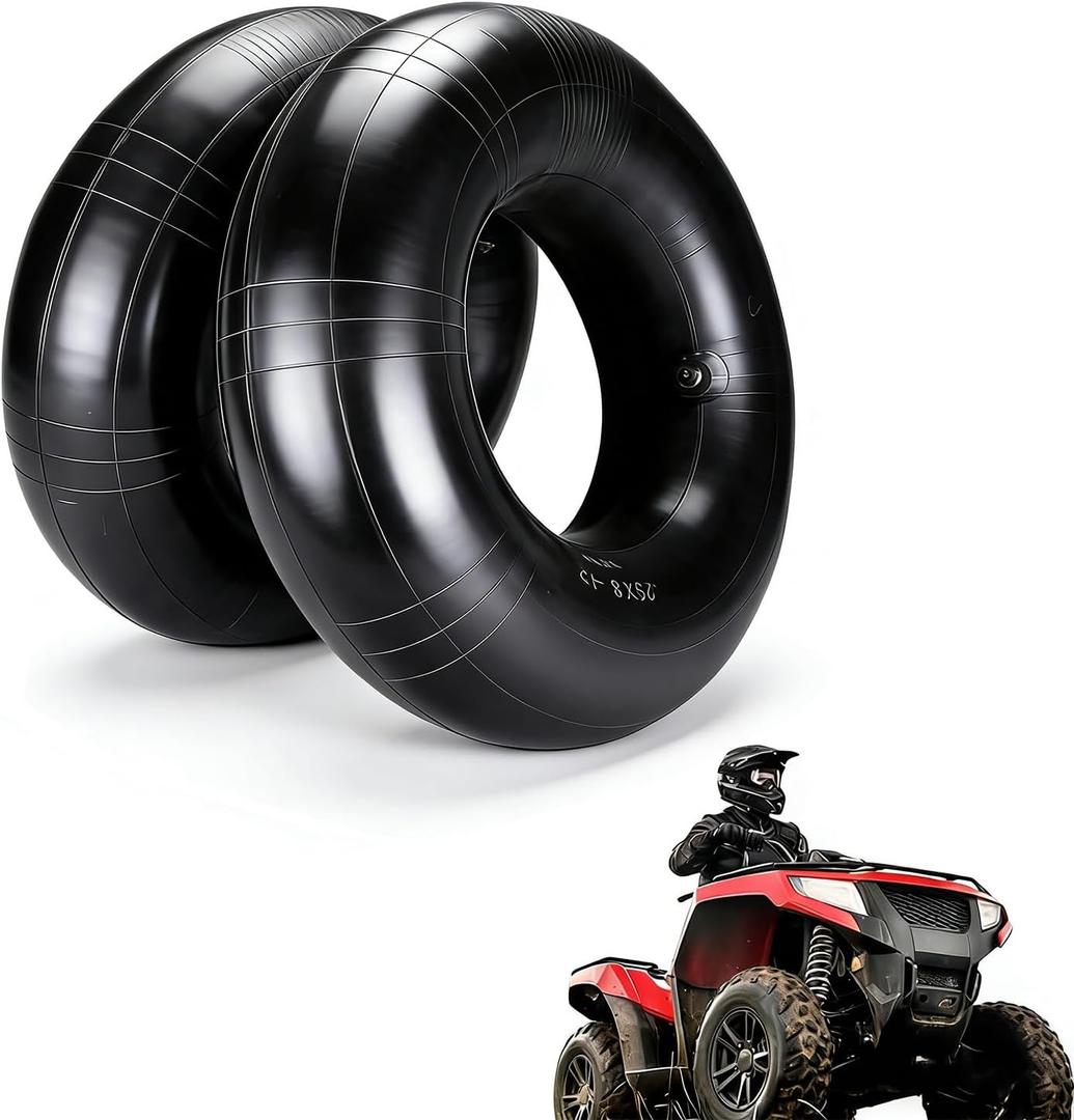 (2 Pack) 25x8x12 ATV UTV Inner Tubes,2 Pcs Heavy Duty Butyl Rubber Tire Tubes, Fits 25x8-12 25x9-12 25x10-12 Tires with TR6 Metal Valve Stem for Golf Cart, Quad Bike, Off-Road Trailer, Mower