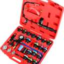 JIFETOR Radiator Coolant Pressure Tester Vacuum Refill Tool Kit, 28PCS Automotive Cooling System Leak Test and Pneumatic Purge Fill Set with Testing Adapter Caps Universal for Airlift Car Auto Truck