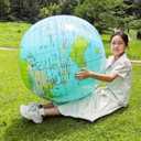 Keesoon-36 Inch Giant Geographic Globe, Inflatable Globe, PVC Educational Game World Map Globe, Diameter 90cm