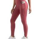 MOOSLOVER Women Workout Leggings with Pockets Compression Runnings Yoga Pants High Waisted Tummy Control Athletic Leggings (L, Fired Brick)