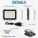 Leddictive 2 Pack LED Flood Lights Outdoor, 50W 5000LM Super Bright Floodlight Outside Work Light with 5.9FT Plug, IP65 Waterproof 6000K Outdoor LED Flood Light for Garage, Yard, Lawn, Garden