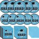 Graduation Plates and Napkins Gatherfun 2026 Graduation Party Supplies Sky Blue Disposable Paper Plates Cocktail Napkins for Congrats Grad Decorations, Serve 50