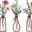 3 Pieces Metal Vase Flowers Wall Arts - Rustic Farmhouse Style Dcor Metal Wall Art Black Minimalist Flower Natural Themed Wall Decors for Home Bedroom Dining Room Housewarming (Red, Vase-C)